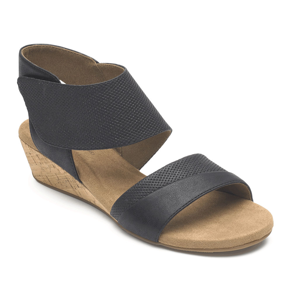 Rockport Sandaler Dam Svarta - Calia Mid Wedge Cuff - EBUIH9174